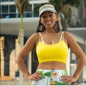 STASIA Seamless Yellow Sport Bra Cami Bandeau Top